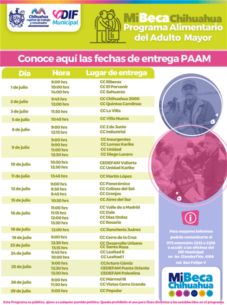 Para mayores informes, podrán comunicarse al 072 en las extensiones 2232 y 2239 o bien, acercarse a las instalaciones del DIF Municipal en calle Carbonel, número 4106, frente al Club de Leones, de lunes a viernes en un horario de 9:00 am a 3:00 pm