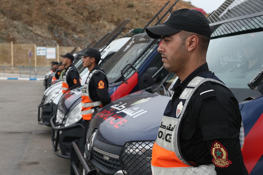 Dispositivo policial en el lado marroquí de la frontera con Ceuta