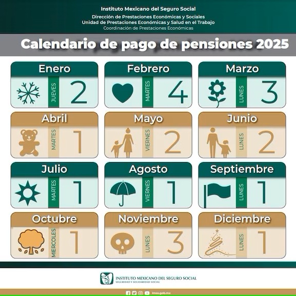 calendario-de-pago-de-pension-imss-2025 Pensión IMSS e ISSSTE: este día cae el pago correspondiente a octubre - calendario-de-pago-de-pension-imss-2025