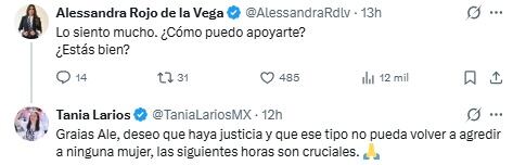 Alessandra Rojo de la Vega brinda solidaridad con Tania Larios.
