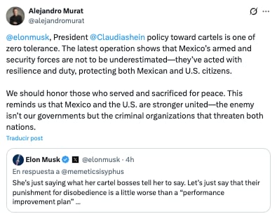 Alejandro Murat sale en defensa de Claudia Sheinbaum