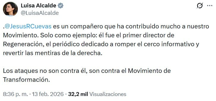 Luisa Alcalde acusa que ataques a Jesús Ramírez Cuevas buscan golpear a la 4T
