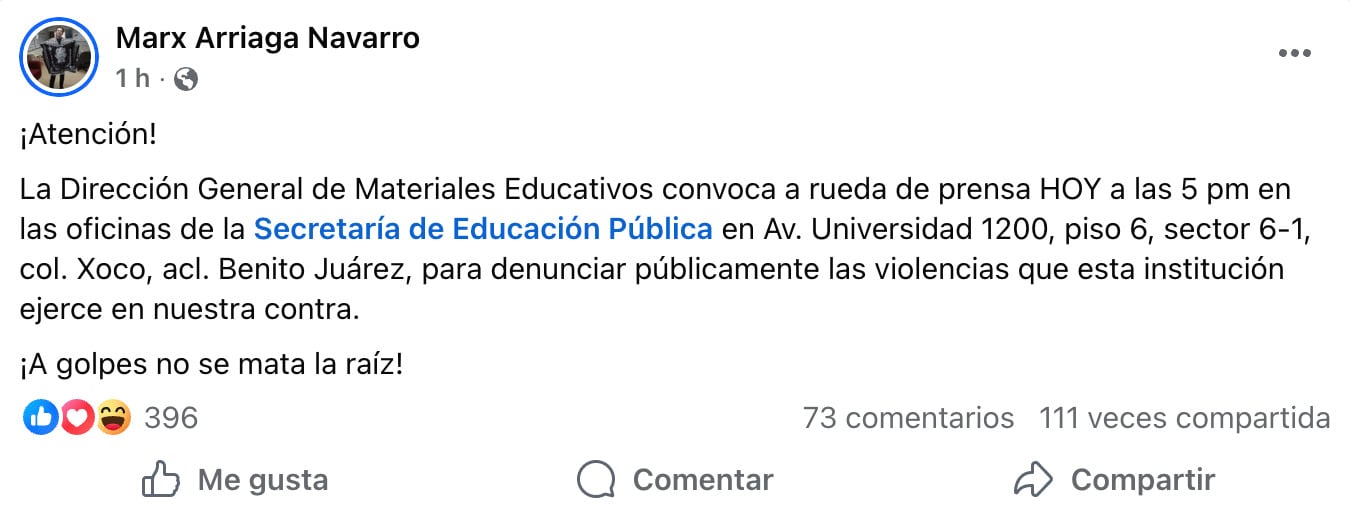 Marx Arriaga acusa violencia tras ser desalojado de la SEP