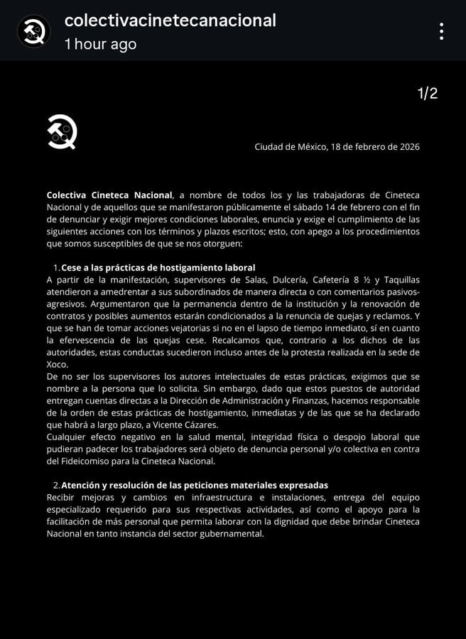 mbv2c2dtmzh6xlkxhhxxnmhqdq Trabajadores de la Cineteca ponen fecha para resolver conflicto laboral