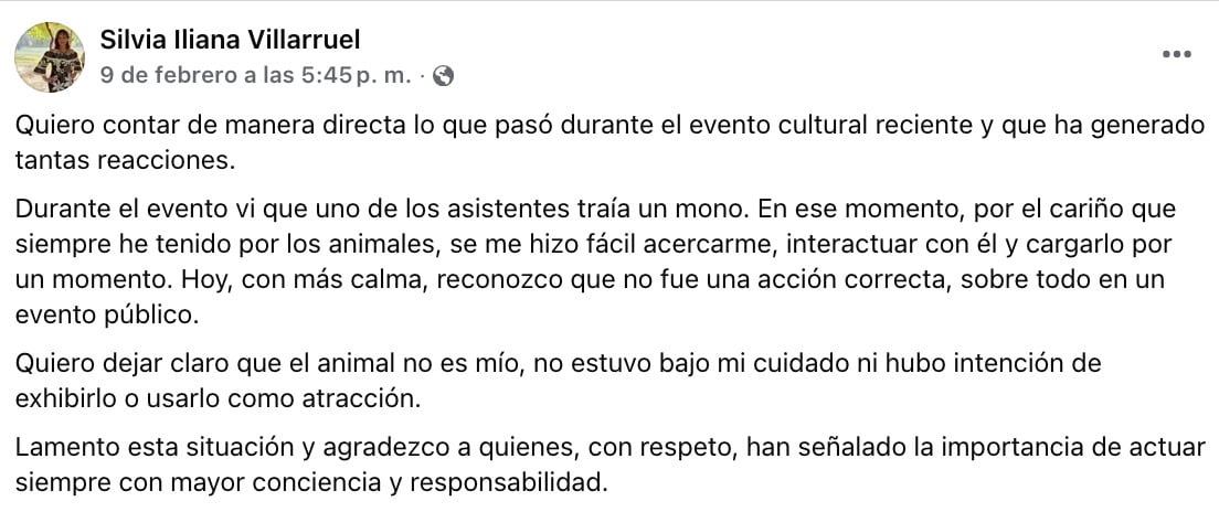Regidora Silvia Iliana Villarruel se pronuncia sobre el mono araña, especie en peligro de extinción