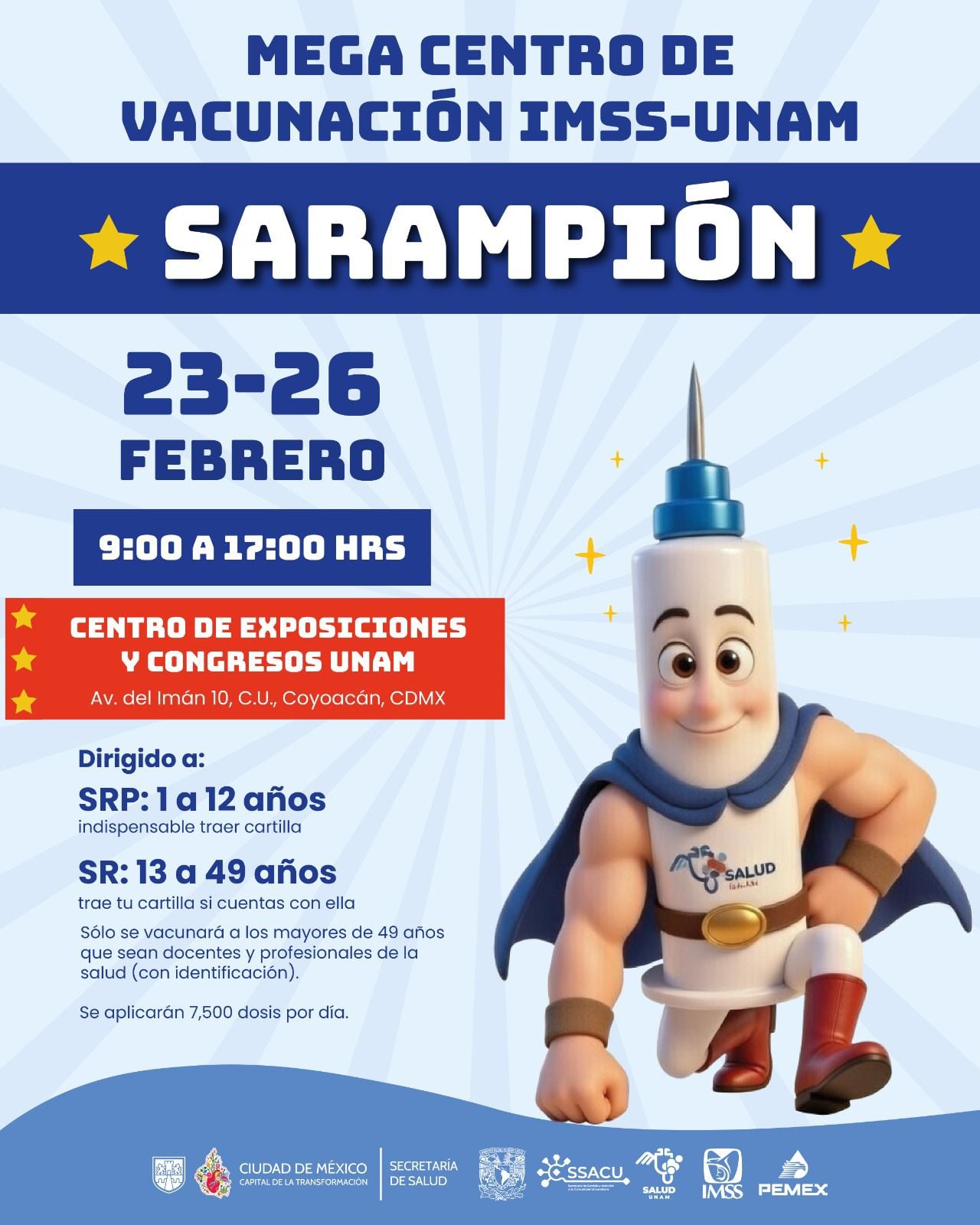 UNAM abre megacentro de vacunación contra sarampión