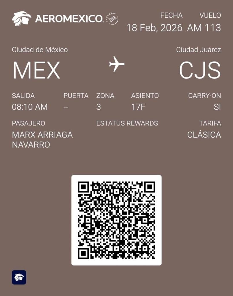 Marx Arriaga comparte su vuelo a Ciudad Juárez.