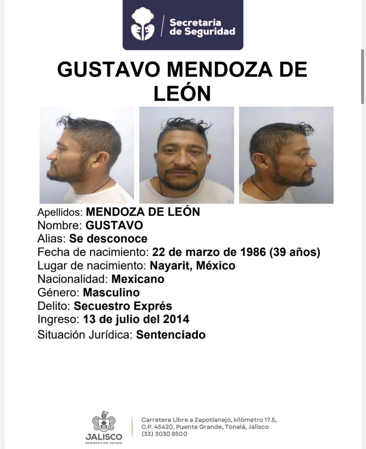 Ficha de Gustavo Mendoza de León