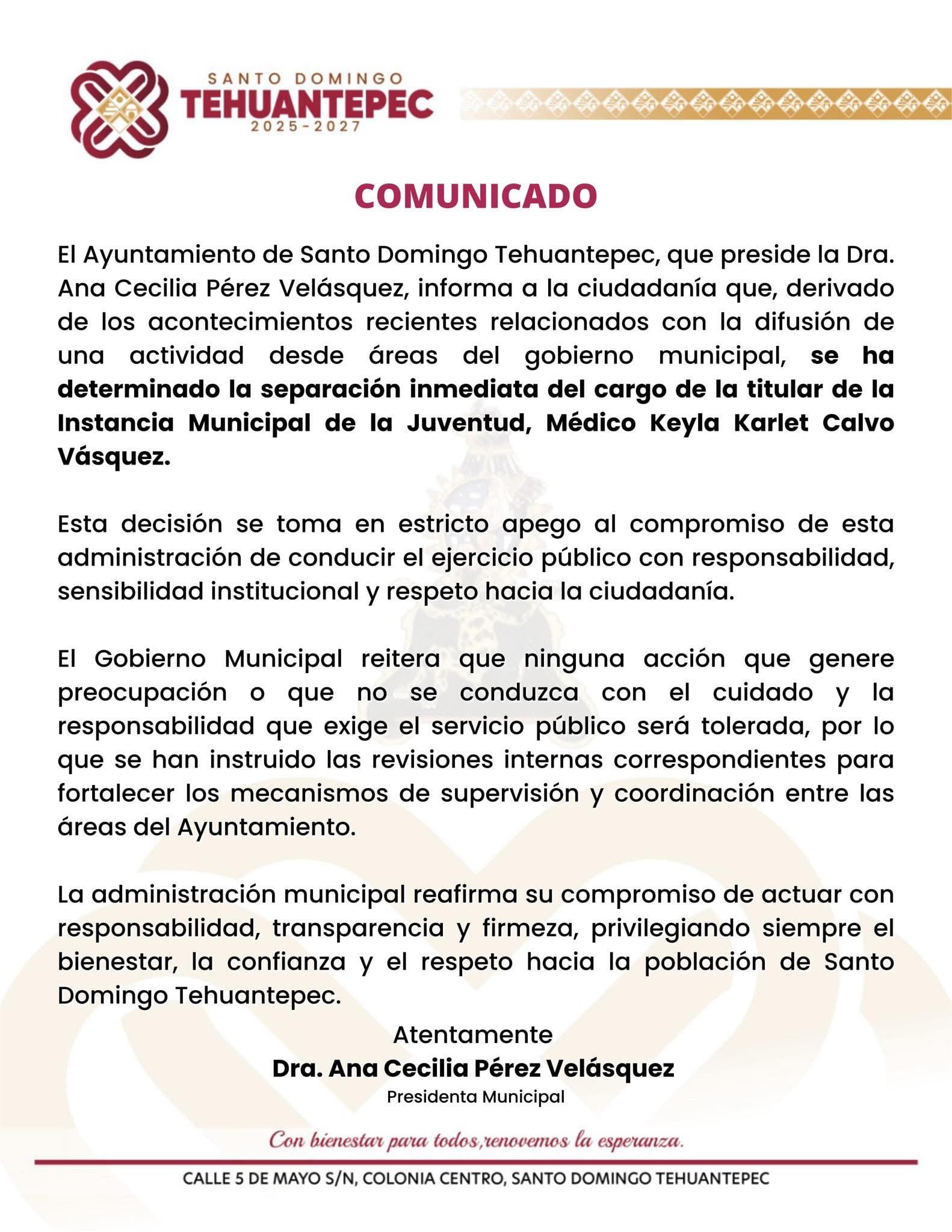 Destituyen a organizadora de taller sobre kit forense en Santo Domingo Tehuantepec