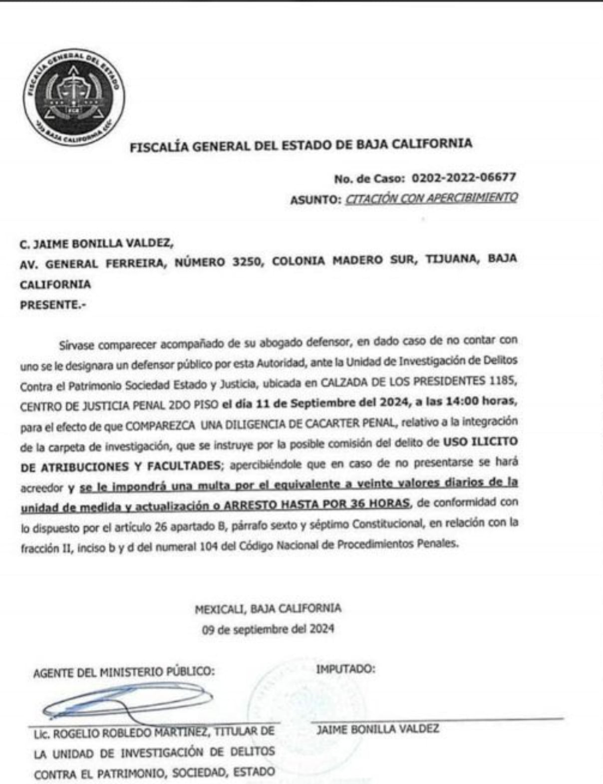 Jaime Bonilla, exgobernador Baja California es vinculado a proceso