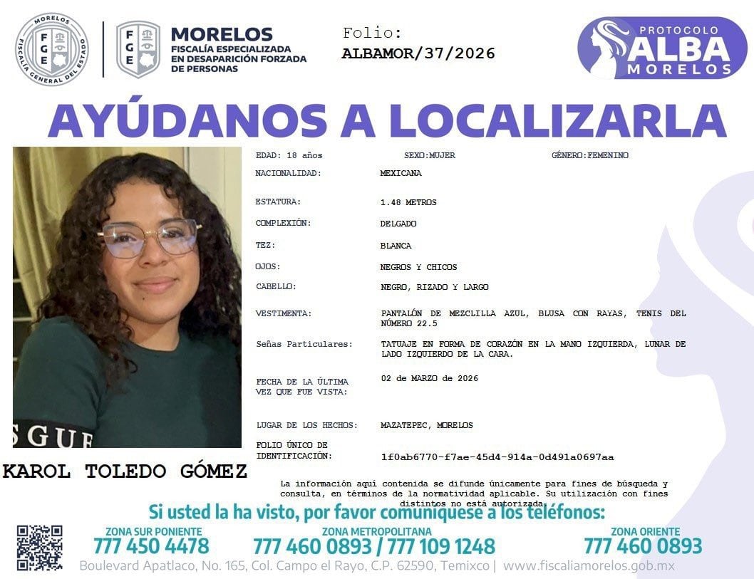 UAEM confirma desaparición de Karol Toledo, estudiante en Mazatepec