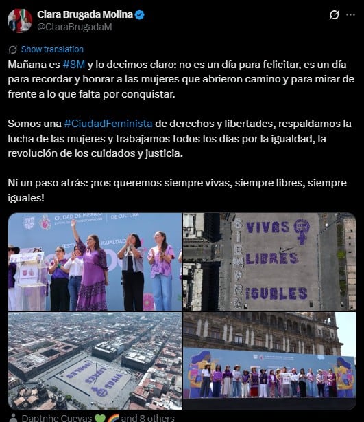 Día Internacional de la Mujer: este fue el mensaje en el Zócalo de la CDMX