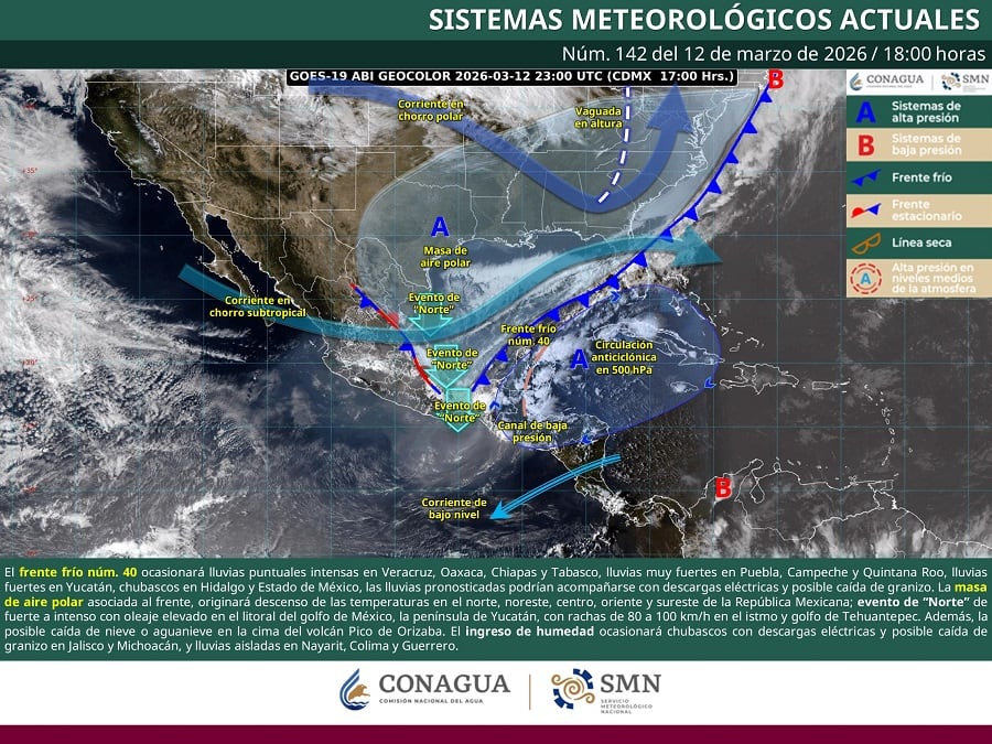 Esperan lluvias fuertes en estos estados para el viernes 13 de marzo