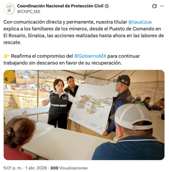 Laura Velázquez Alzúa en trabajos de rescate en mina Santa Fe