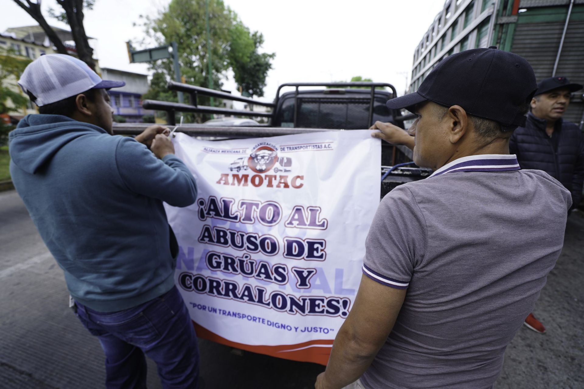 Manifestación de transportistas de AMOTAC.