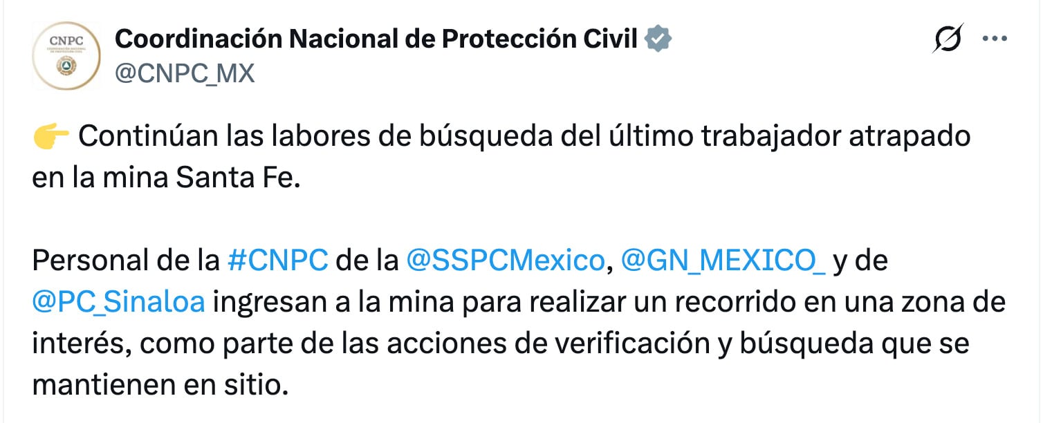 4tgo5vt75zgntboqfny7jc5eja Trabajos en mina Santa Fe continúan: último trabajador atrapado sigue sin ser localizado