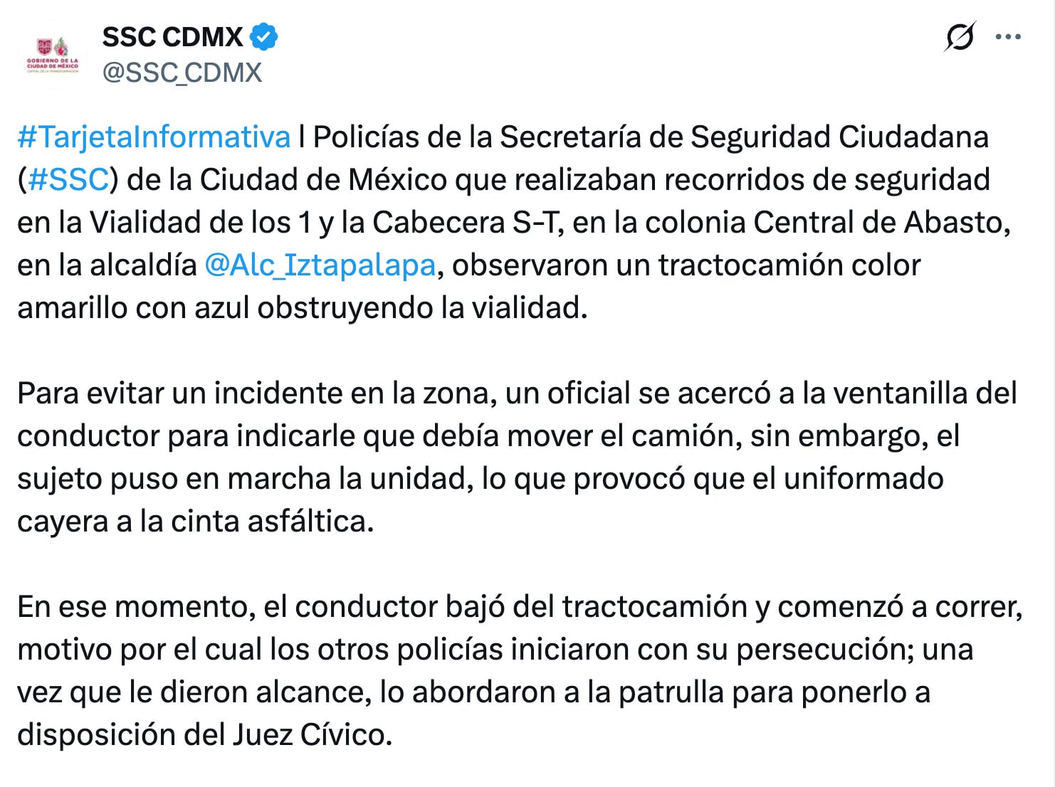 Hombre muere dentro de patrulla de la SSC