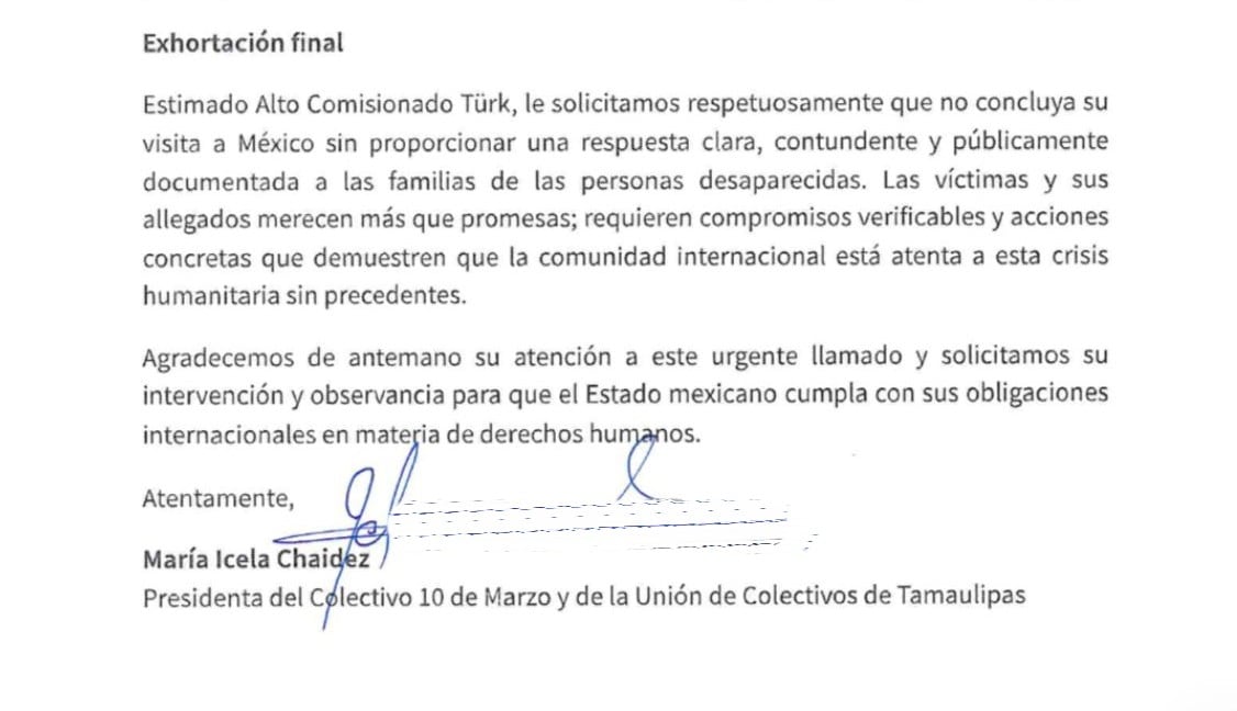 Colectivo hace llamado a Volker Türk