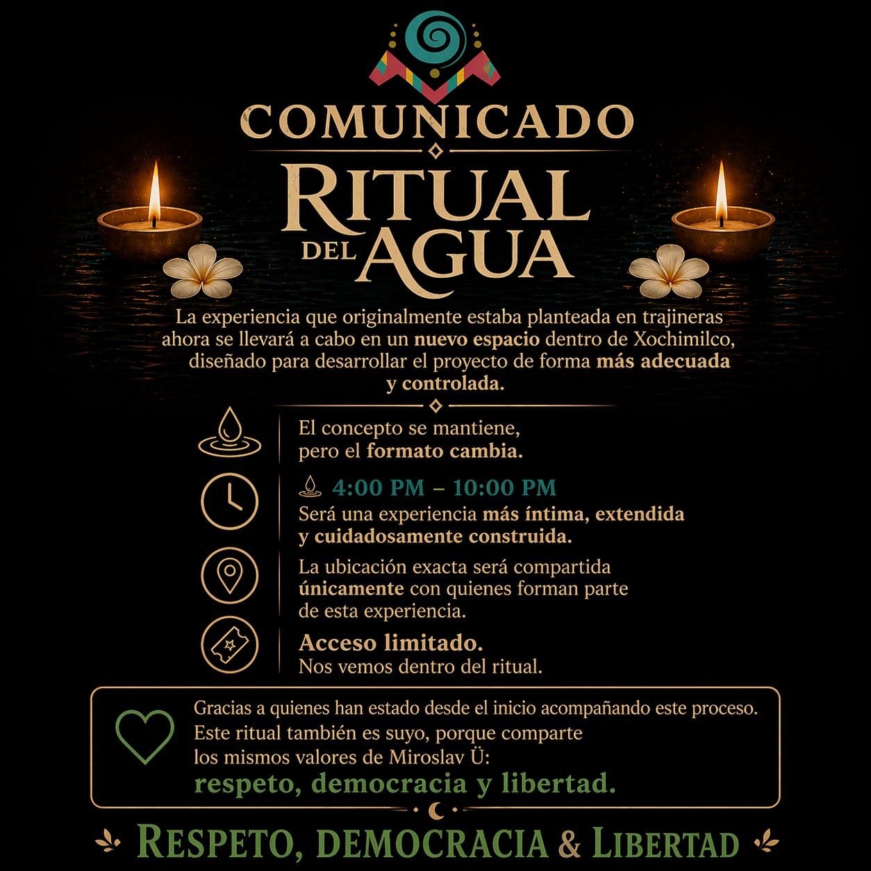 Sedema frena Ritual del Agua en zona protegida de Xochimilco
