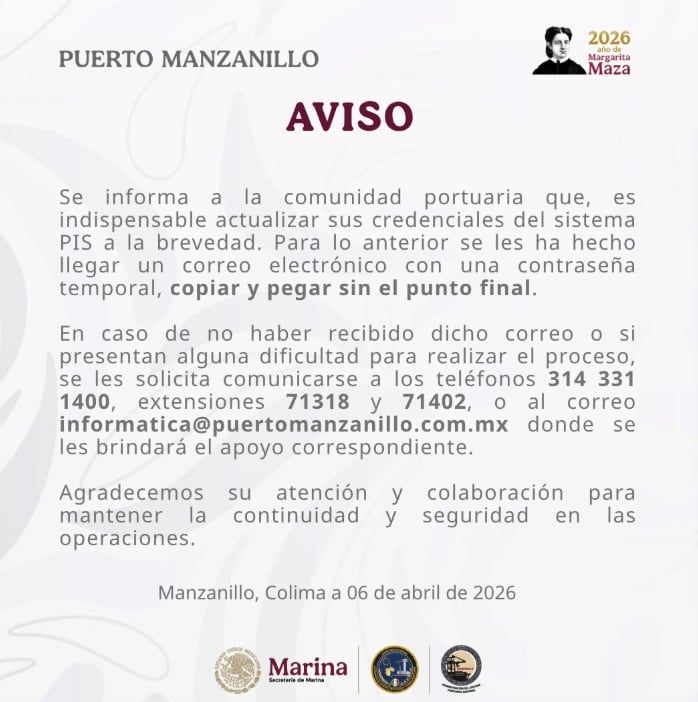ASIPONA MANZANILLO activa protocolos de seguridad ante posible hackeo