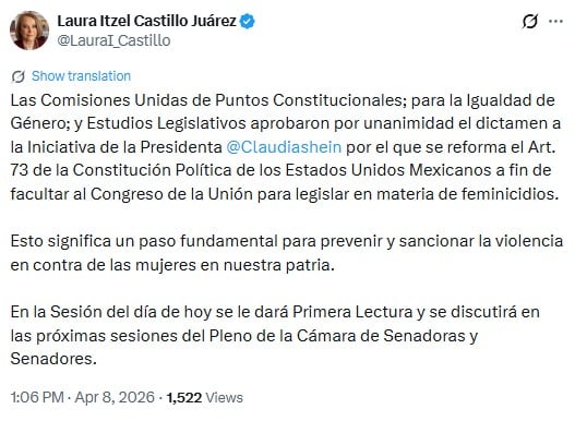 Senado discutirá la Ley General contra el feminicidio tras aval en comisiones