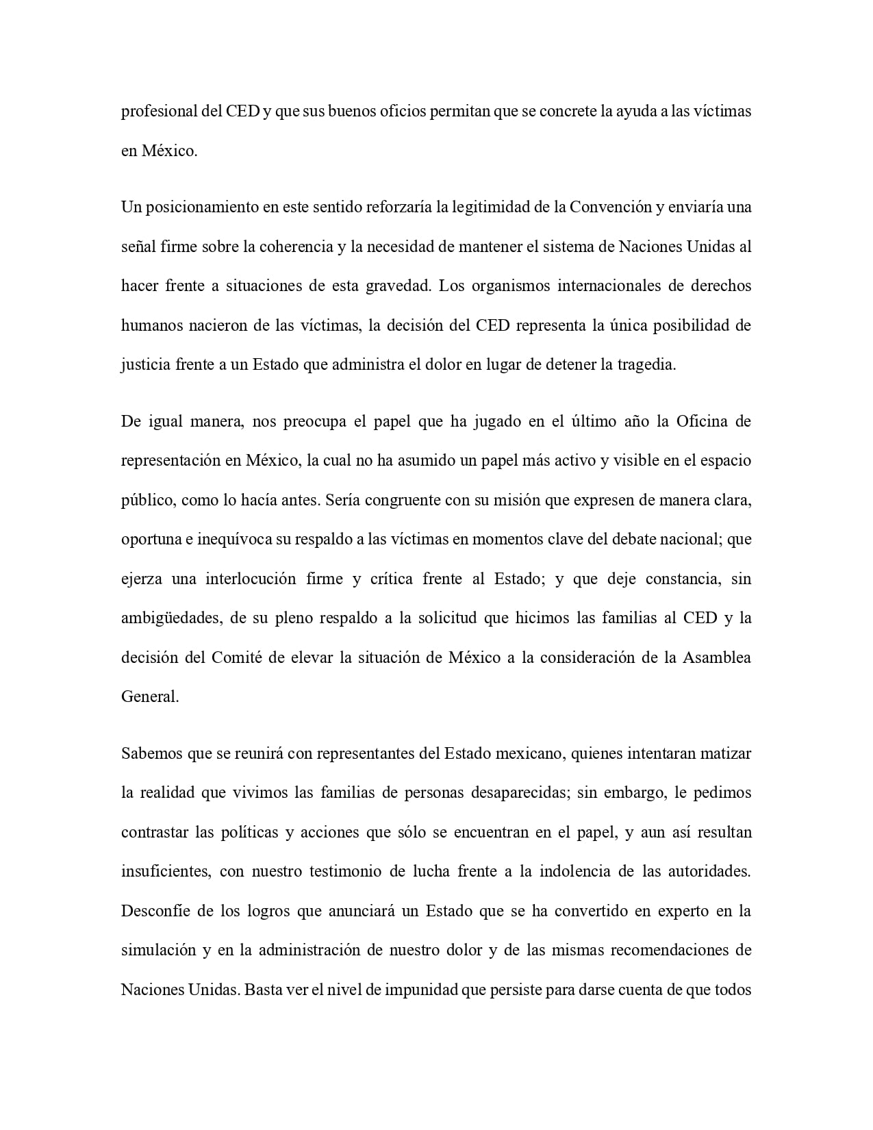 Colectivos mandan mensaje a Volker Türk