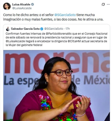 qo7vgmnihzcdjg5zmhtb24enni Luisa María Alcalde rechaza dejar la presidencia de Morena.