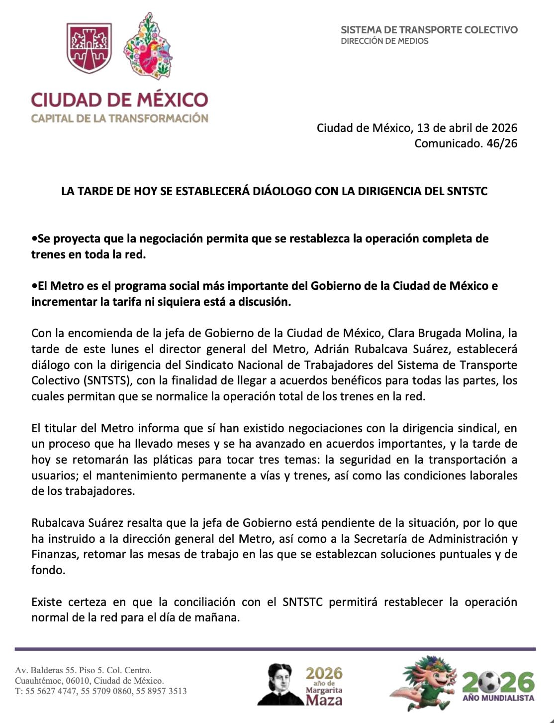 rxy4qcjcbvfv3ouf3pstezaqma Metro CDMX retoma negociaciones con sindicato