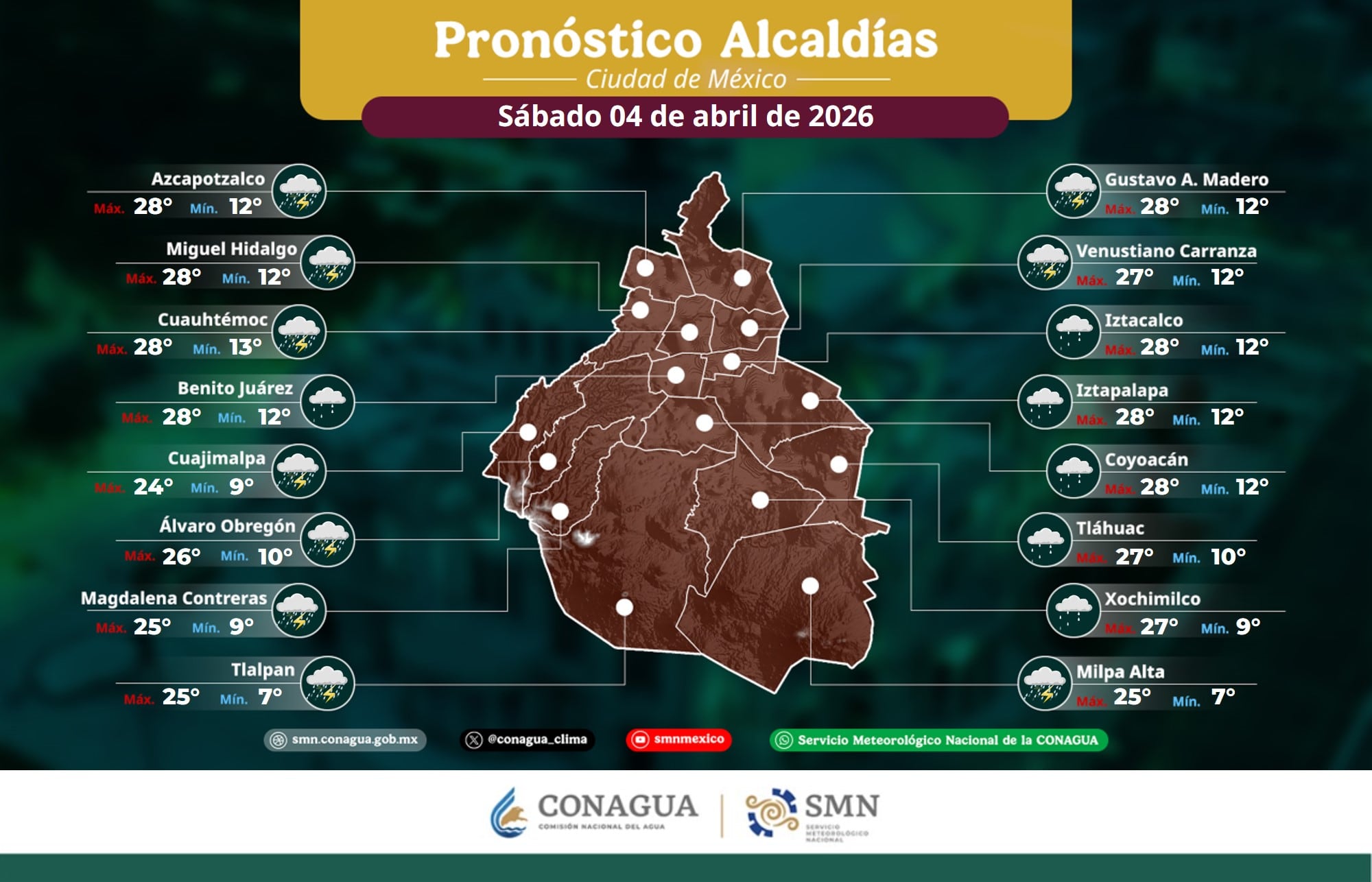 Lluvias en CDMX para este Sábado de Gloria