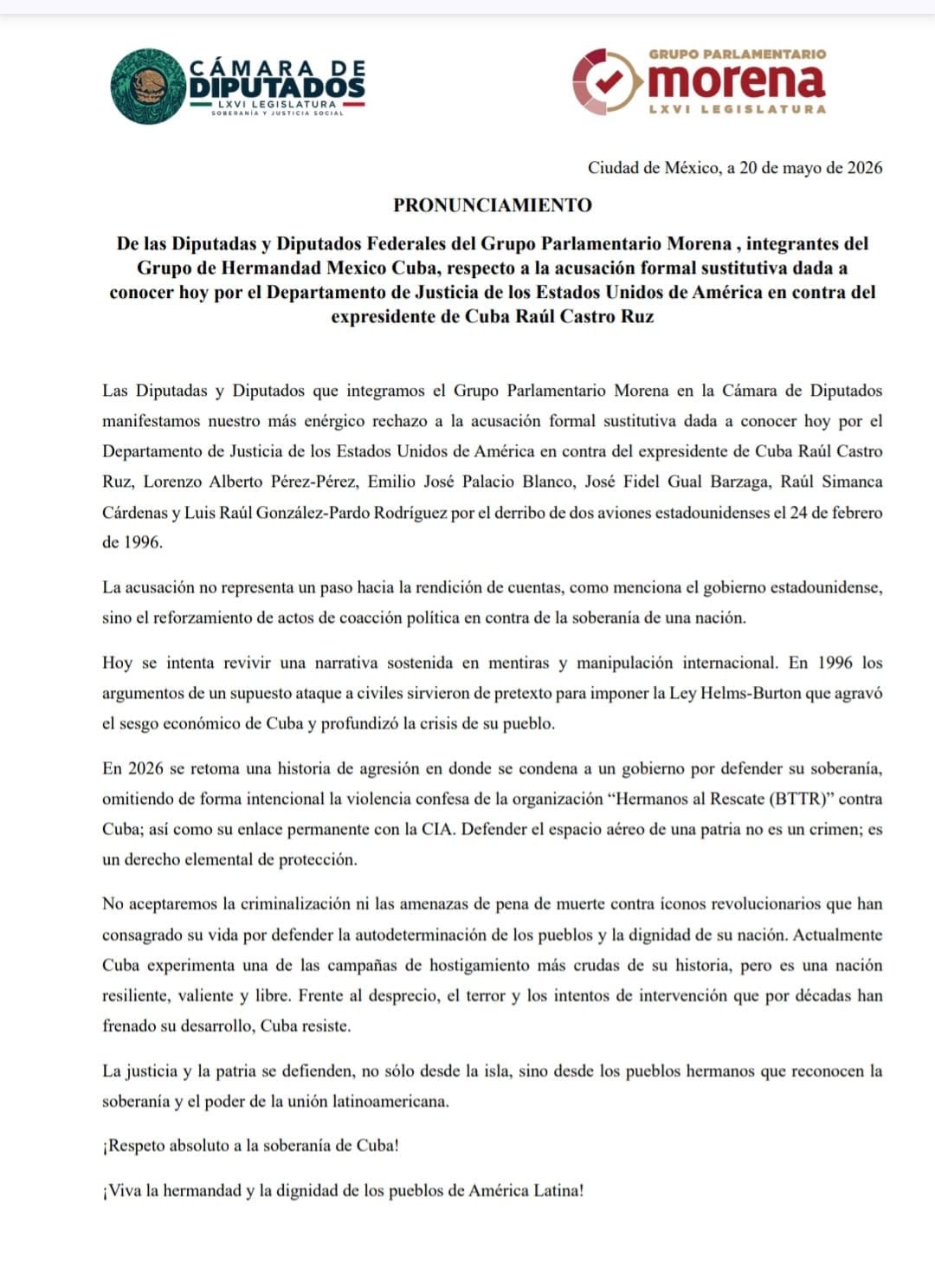 aypoiaoqx5haham3kdeuoc4zh4 Christopher Landau cuestiona respaldo de Morena a Raúl Castro