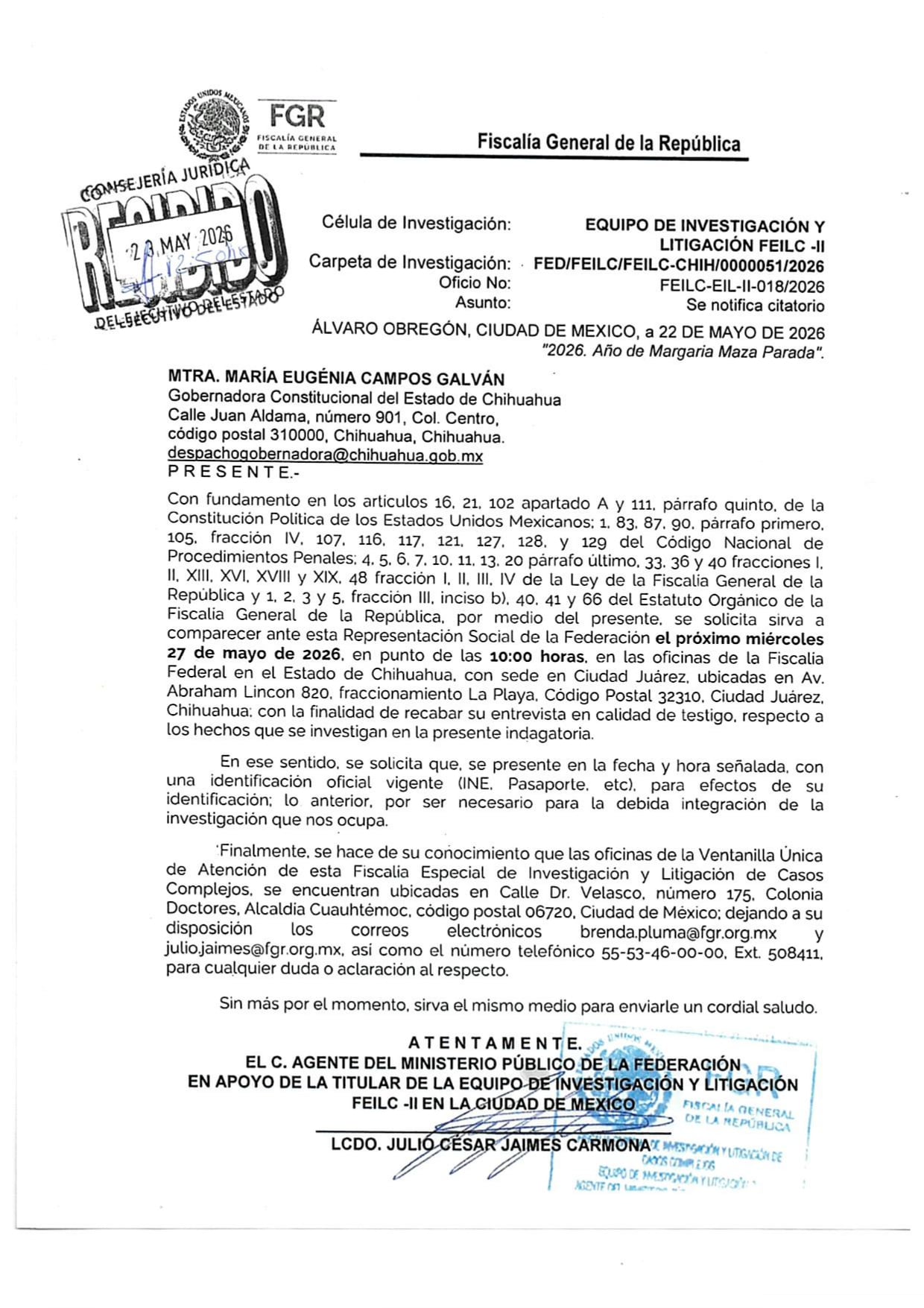 lludye32w5fqrb2tqlbua6q3ca-1 Maru Campos calificó como persecución política el citatorio emitido por la FGR