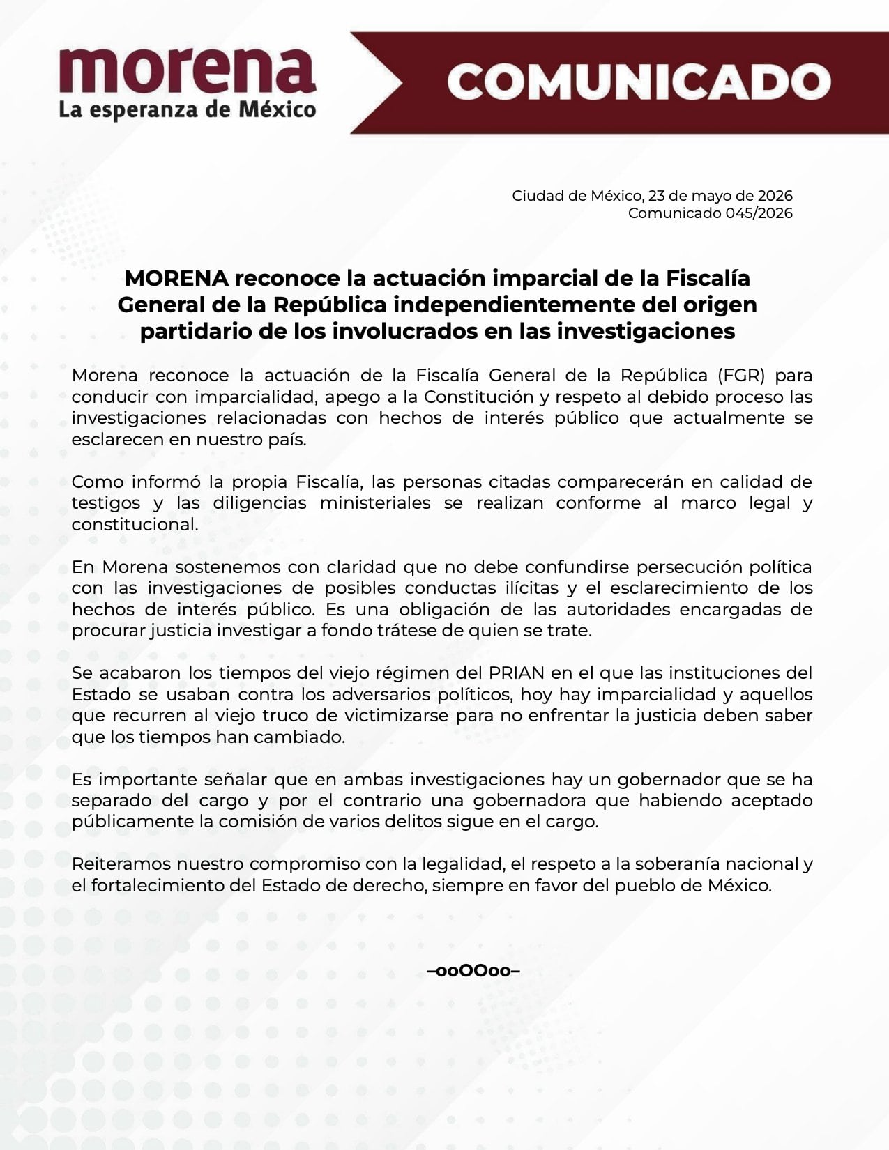 Ariadna Montiel respalda a la FGR