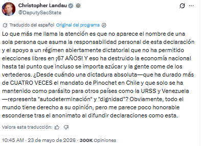 pcxzdc2yabgdng6a5h2asf7to4 Christopher Landau cuestiona respaldo de Morena a Raúl Castro