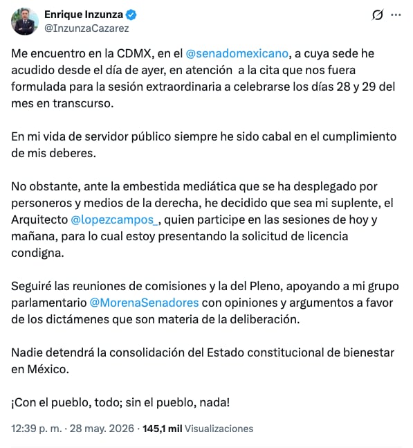 wc6nlqtfn5cuxndtu35hjmye3m Enrique Inzunza pidió licencia temporal como senador