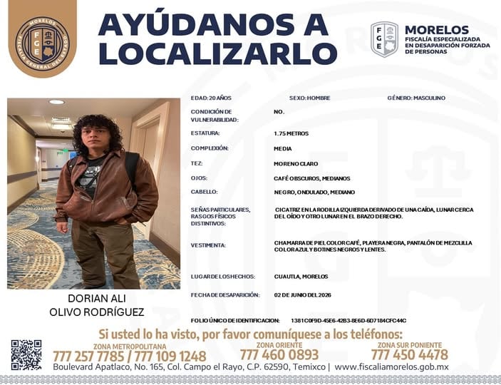 4nqerhkcyzc7xemrhzvxomrvnq UAEM se suma a la búsqueda de Dorian Ali Olivo Rodríguez, alumno desaparecido