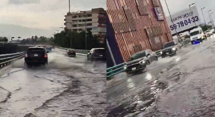 Así quedó el segundo piso del Periférico tras las fuertes lluvias en CDMX