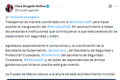 dofg3rgugbdifgwqqwr34x74lu Clara Brugada destaca preparación y organización de la CDMX.