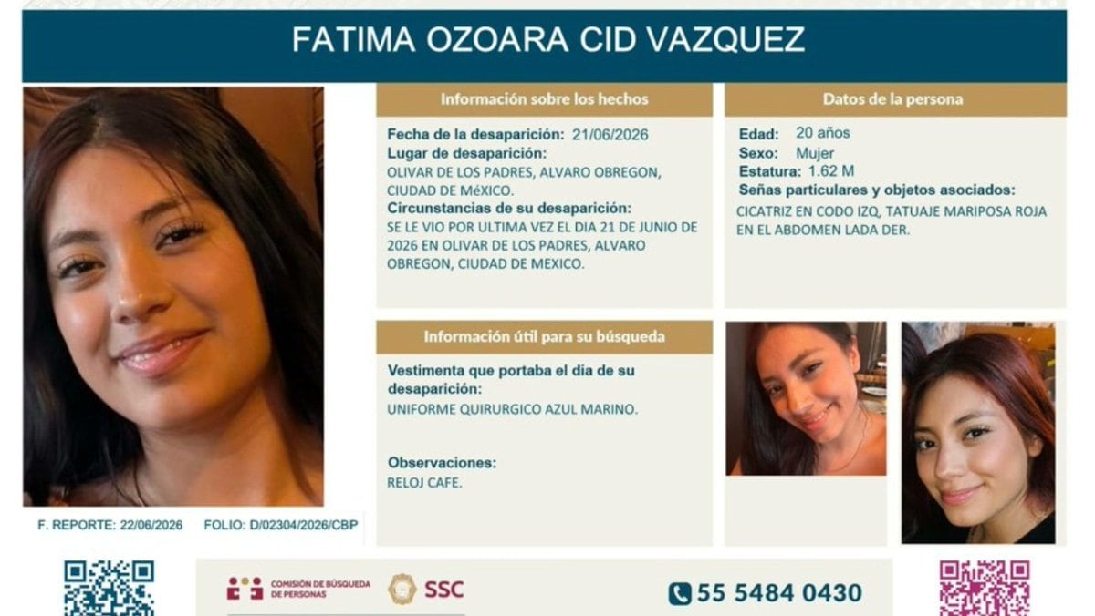 Ficha de desaparición de Fátima Ozoara Cid