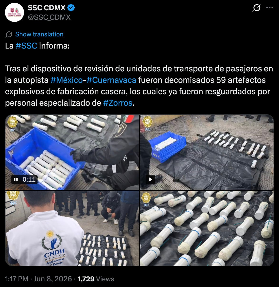 ju3vegjrrfb7tplrex4zrrmp5a SSC decomisa 59 explosivos en autobuses que iban a protesta de la CNTE