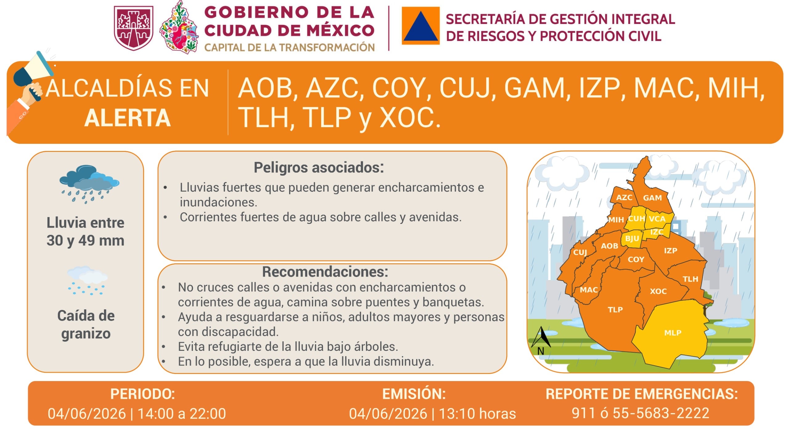 oyqmsgj5lvc7bpphh3dzbqy2xa Lluvias intensas ponen en alerta naranja a la CDMX