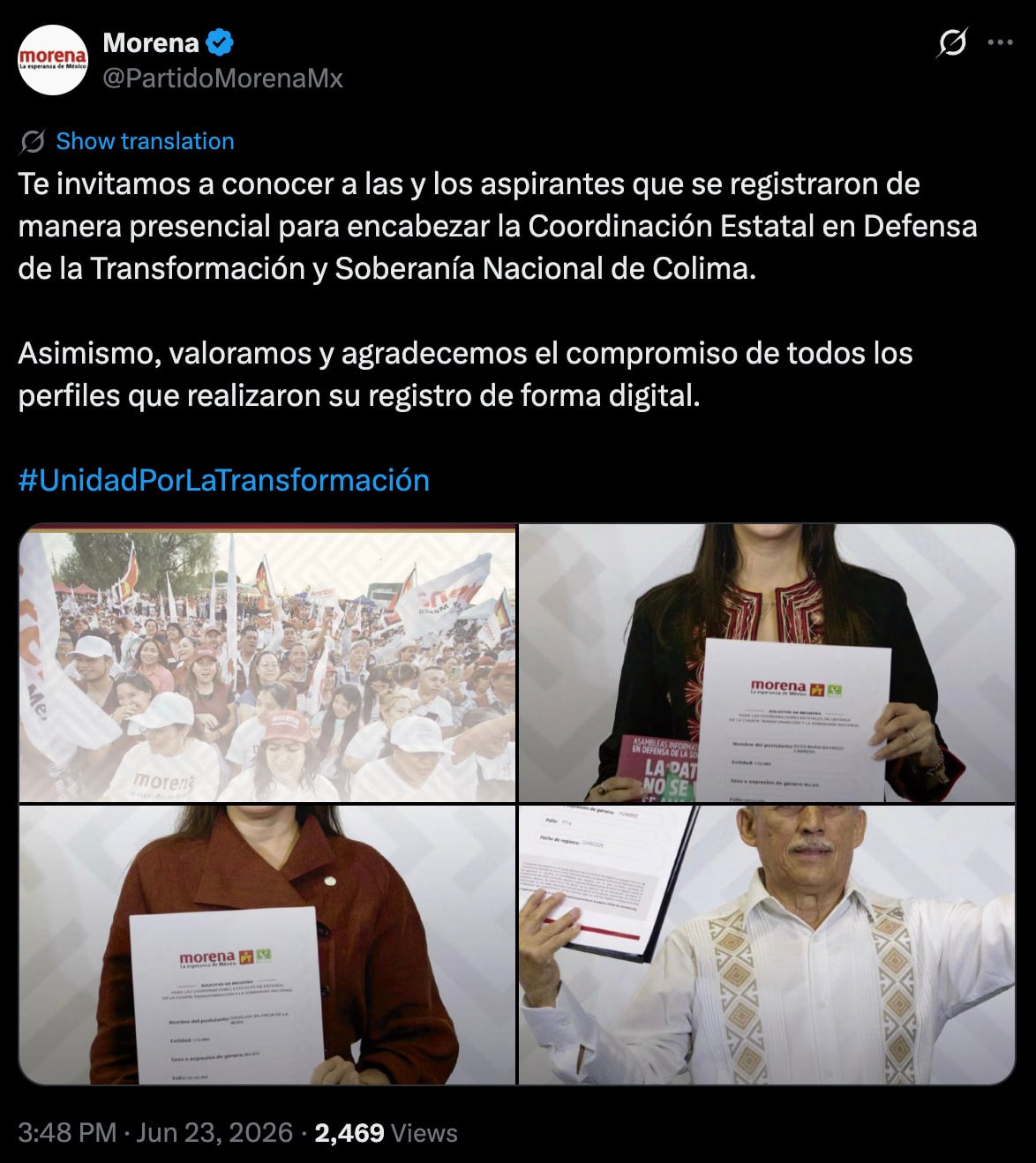 Tres son los candidatos de Morena para coordinar la Transformación en Colima