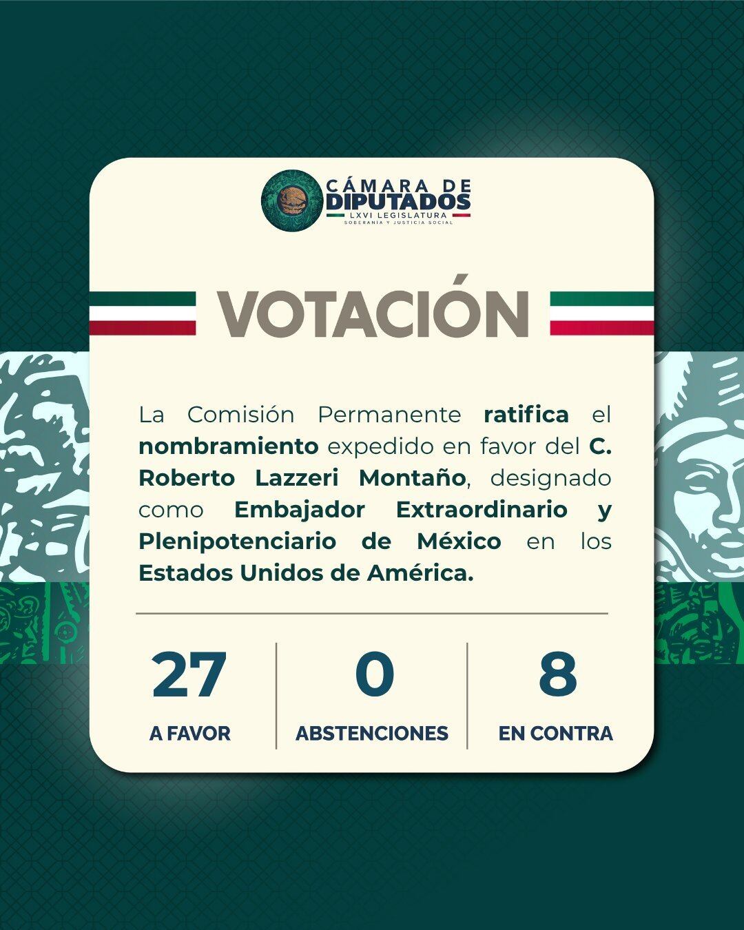 Esteban Moctezuma felicita a Roberto Lazzeri por nombramiento como nuevo embajador