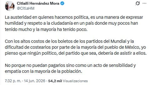 xvr6h3cdvnggndyg22m3proslu Citlalli Hernández llama a la austeridad en los políticos mexicanos