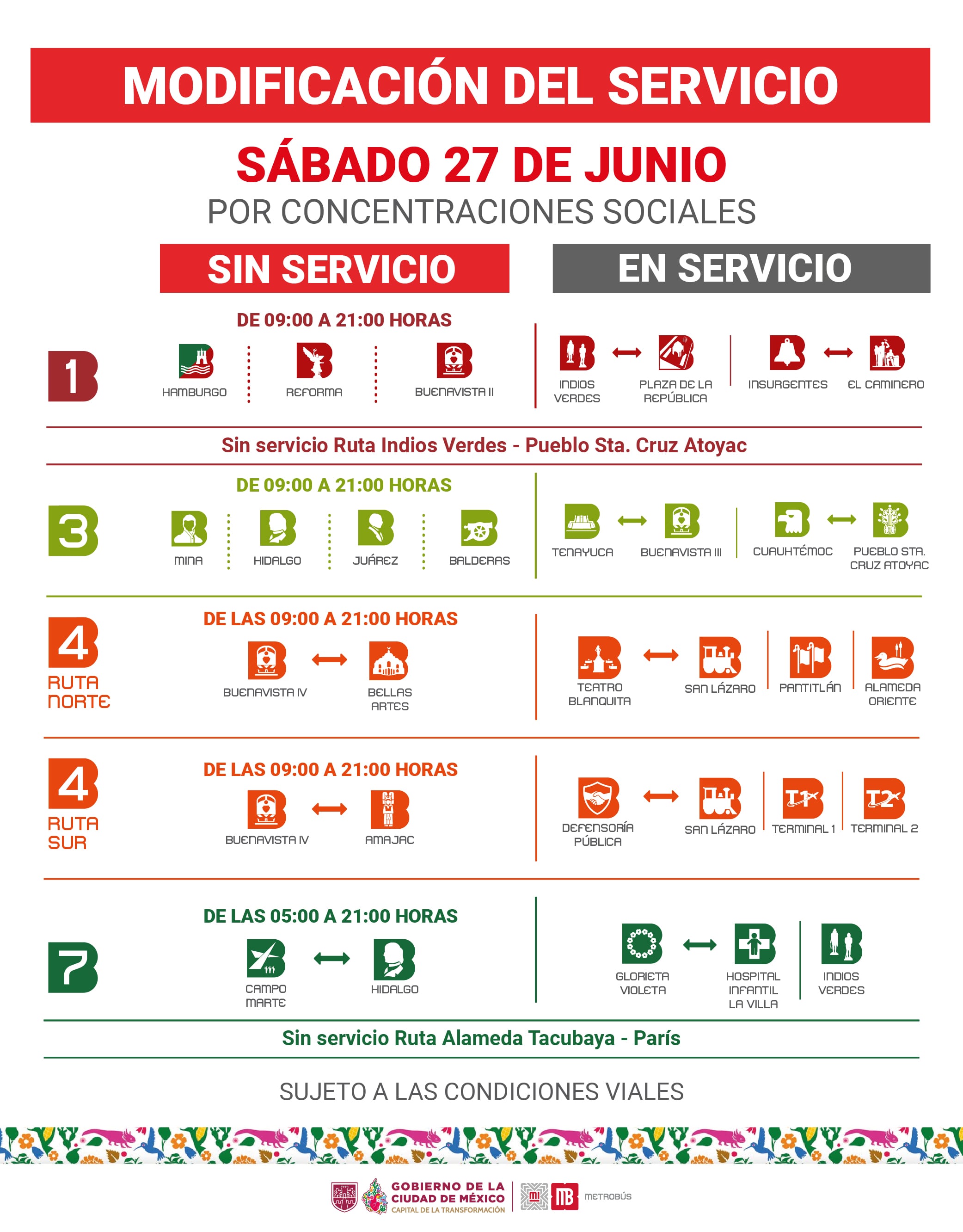 Cierres en Metrobús CDMX este sábado: estaciones afectadas y horarios