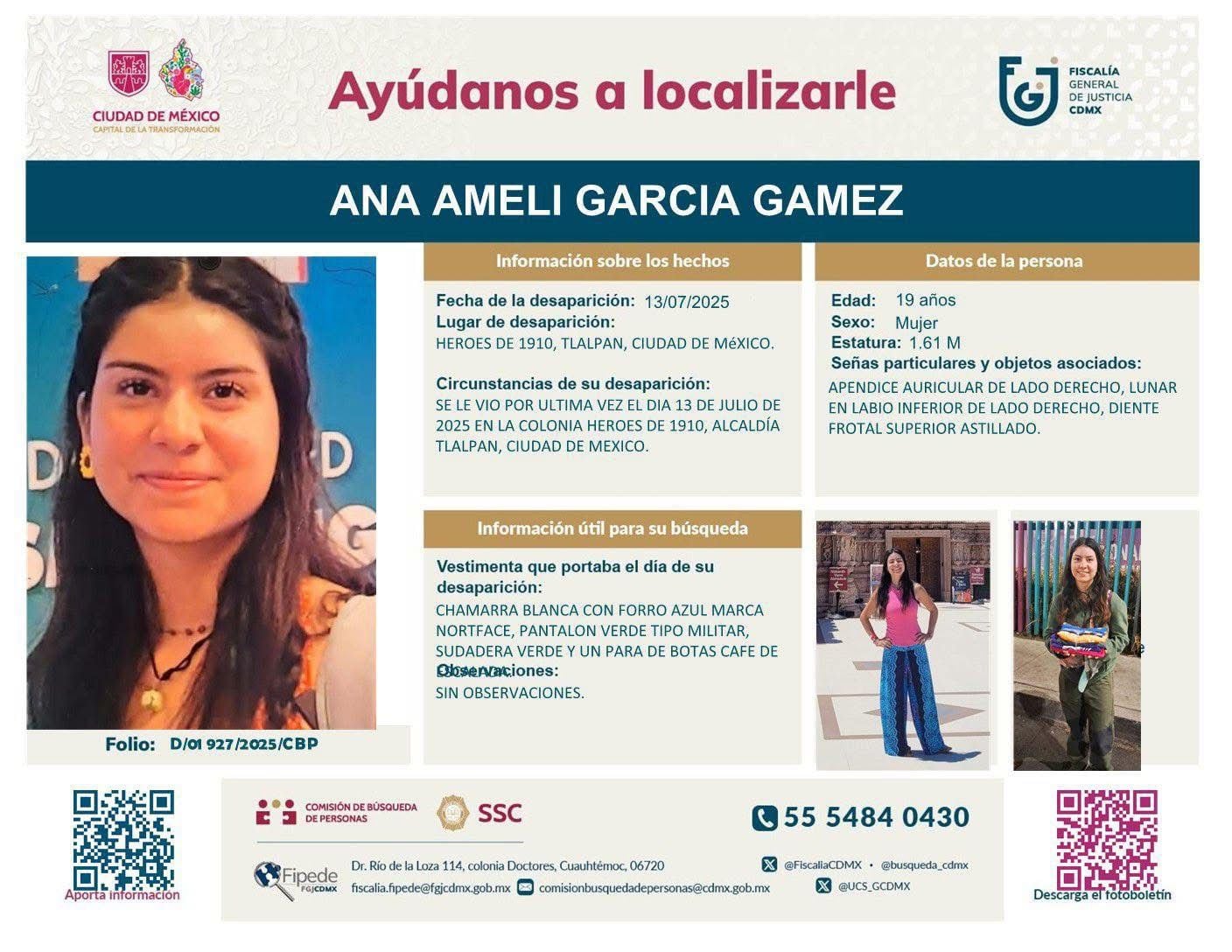 Buscan a Ana Ameli García Gámez, estudiante de la UNAM desaparecida en el Ajusco