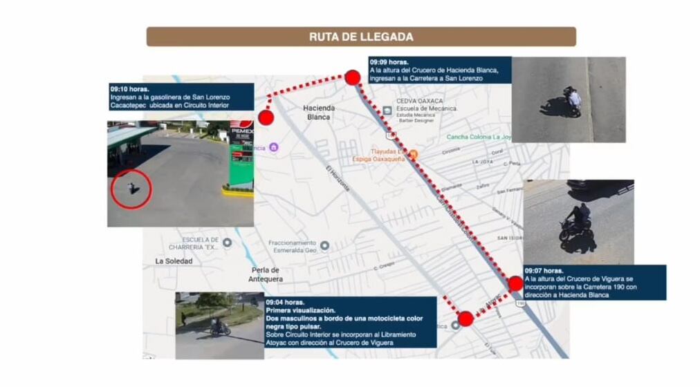 Ruta de los presuntos asesinos de Francisco Alejandro Leyva