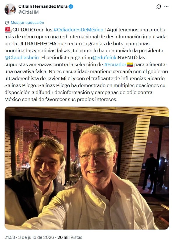 Citlalli Hernández critica relación de Feinmann y Salinas Pliego
