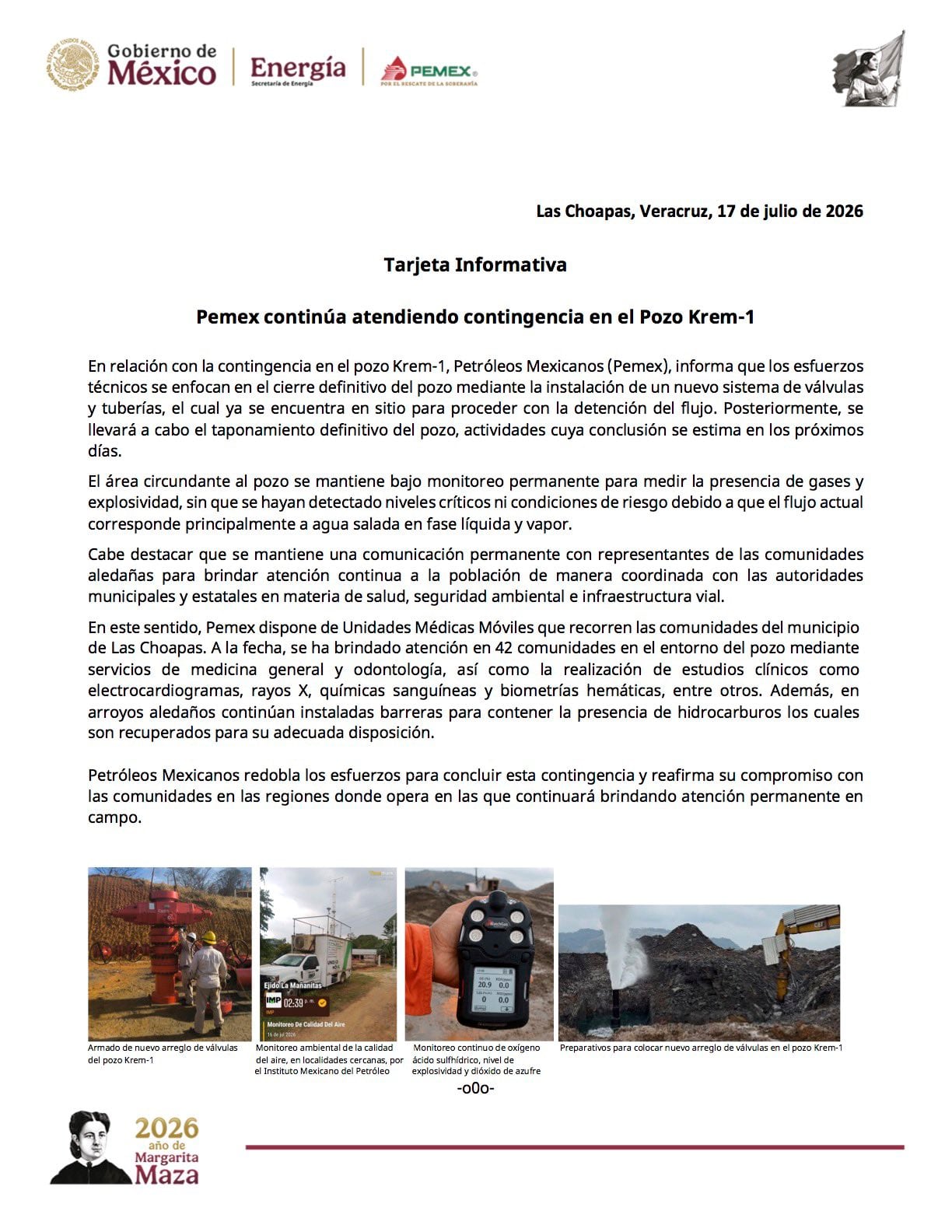 bxmkoo5lzveplfvkxlstcnv3ui Pemex atiende contingencia en pozo Krem-1 y brinda atención médica en Las Choapas