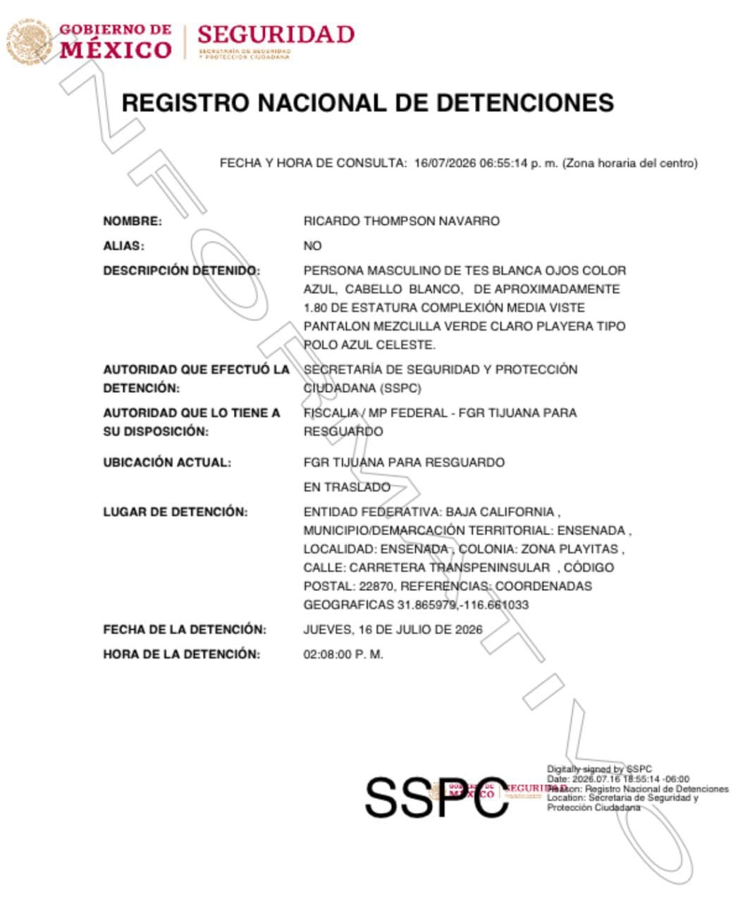 Ricardo Thompson, socio de Ernesto Ruffo, también fue detenido