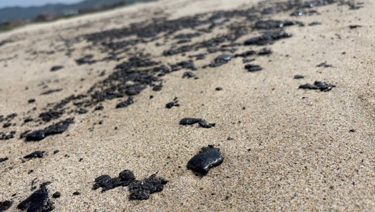 Residuos en playas por derrame de hidrocarburos en Salina Cruz